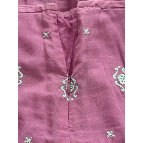 Tibi Women’s‎ Cotton Silk Pink Embroidered Tiered Scalloped Hem Skirt Sz 6 Lined - Picture 6 of 7